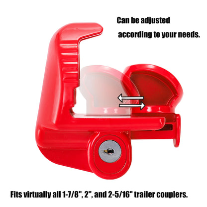 Nicunom Trailer Hitch Lock, Universal Lock Trailer Heavy Duty Coupler Locks with Keys, Red Trailer Tongue Lock for Vehicle Tow Boat RV Truck, Fits 1-7/8", 2" & 2-5/16" Couplers