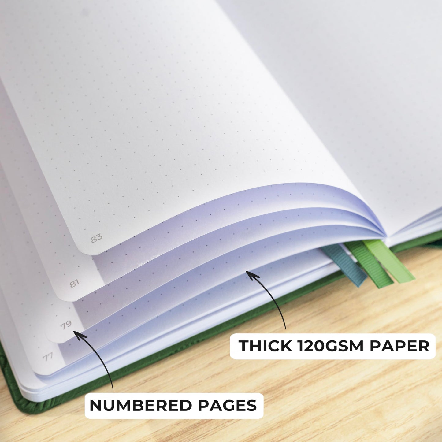 Clever Fox Dotted Journal 2.0 – Compact Planning and Sketching Dot Grid Notebook 120 GSM Thick, No-Bleed Paper – Planner with Pen Loop, Pocket, Ribbons, Stickers – A5 – Forest Green