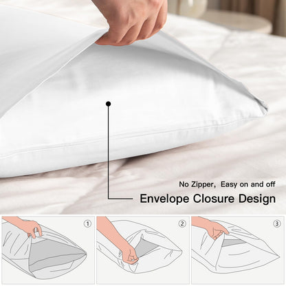 Deep Dream 100% Cotton Pillow Cases Queen Size Set of 2, 600 Thread Count Cotton Queen Pillowcases, White Pillow Cases Set of 2 with Envelop Closure, 20x30 Inches