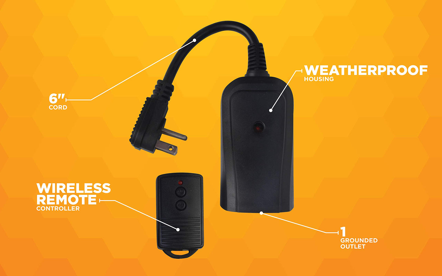 Woods 32555 Weatherproof Outdoor Outlet Remote Control Kit, 100-Foot Range