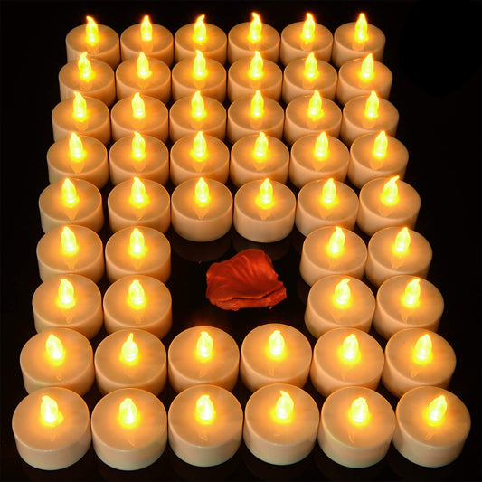 Pandaing Battery Operated Flameless Tealight Candles [40 Pack, Batteries Included], Realistic Tea Lights Candles, Flickering Bright Tealights