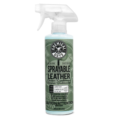 Chemical Guys Sprayable Leather Cleaner and Conditioner in One for Car Interiors, Apparel, and More (Works on Natural, Synthetic, Pleather, and More) Leather Scent, 473 ml