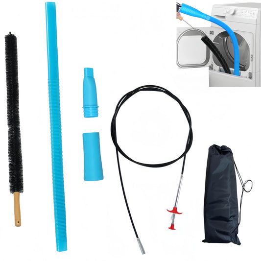 XHYdamile 3-Piece Dryer Vent Cleaning Kit, 15FT Flexible Lint Brush Rods for Dryer Duct Hose Vent Cleaning & Unclogging Clip