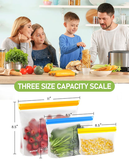 20 Pack Reusable Freezer Bags, BPA Free Reusable Sandwich Lunch Bags, Extra-thick Leakproof Bags Freezer Safe Food Storage Bags For Marinate Meats Fruits Veggies Make-Up Toiletries