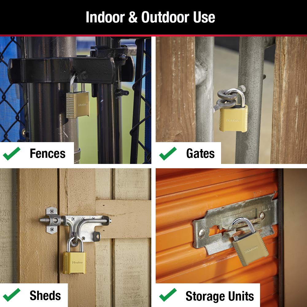 Master Lock Heavy Duty Outdoor Combination Lock, 2 in. Wide, Brass Finish, 875D