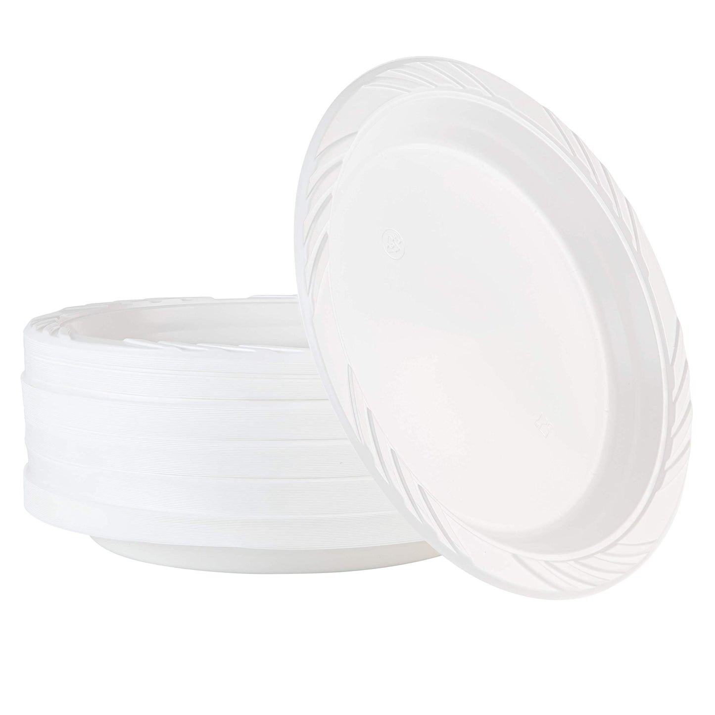 100 Count Disposable 9 Inch White Plastic Dinner Plates large