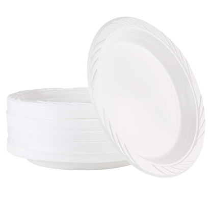 100 Count Disposable 9 Inch White Plastic Dinner Plates large