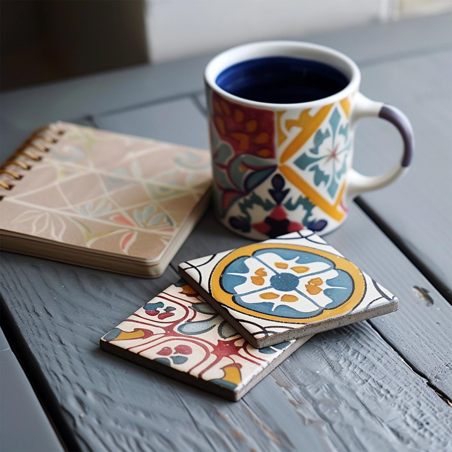 Zilphoba 10pcs 4''x4'' Ceramic Tiles for Crafts, Blank Ceramic Coaster for Craft, White Unglazed Tile with Cork Backing Pad for Painting, Alcohol Ink, Acrylic Pouring, DIY