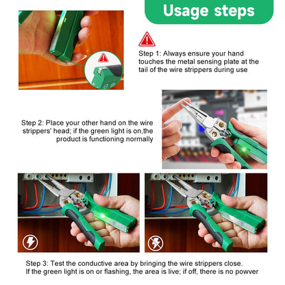 8 in 1 Wire Stripper Machine with Voltage Tester, Multifunctional Foldable Twister Electrical Pliers, Manual Durable Cutter Cable Crimping Pince Electrician Tool for Home Repair