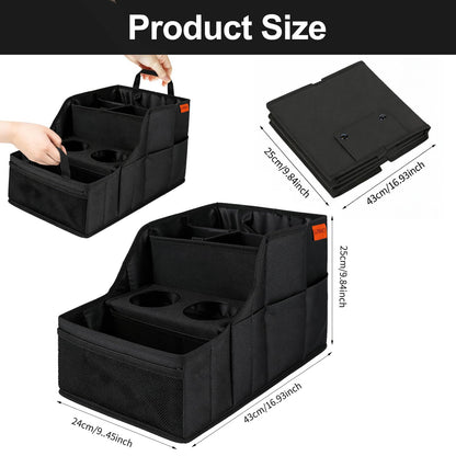 Car Seat Organizer Backseat and Passenger Seat Organizer with 9 Compartments 2 Cup Holders Car Organizer Front Seat Storage for Travel Kids，Black