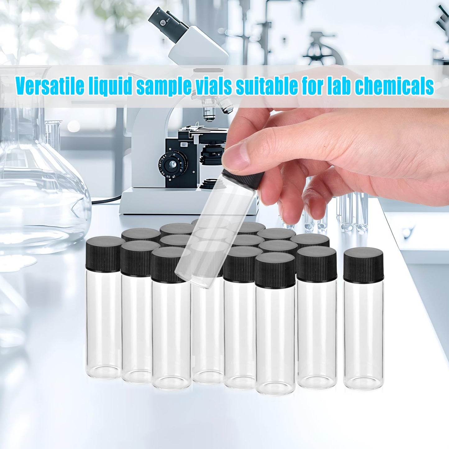BIGLEE 20PCS Clear Small Glass Vials with Screw Caps (Clear,20ML)