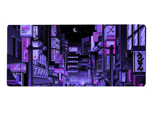 DESIGNFULLPRINT Dark Purple Japanese Anime Retro Vaporwave Mouse Mat Computer Pad for Lap Desk Mat Anime Mouse Pad Kawaii Large Gaming Pad for Mouse and Keyboard QDH