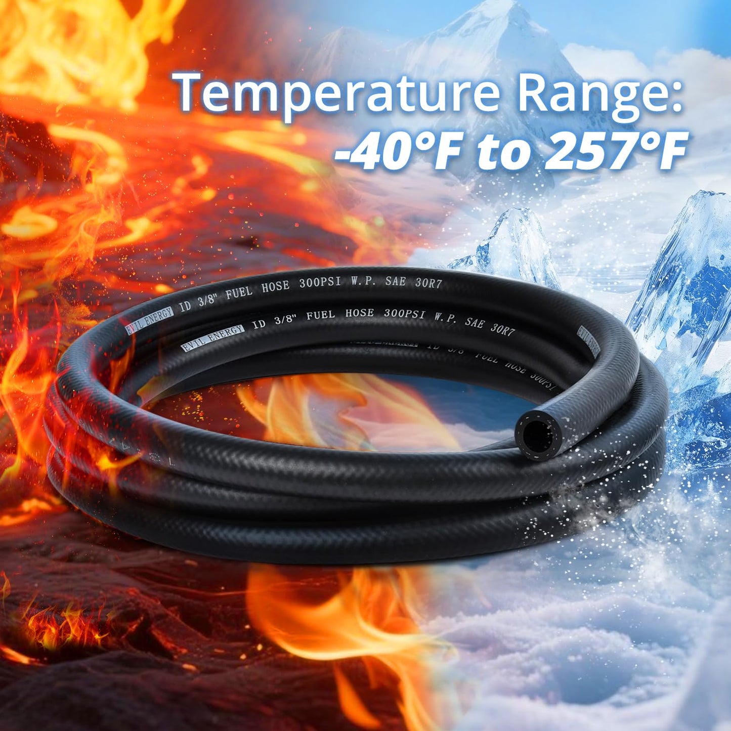 Evil ENERGY 3/8 Fuel Hose Line NBR Rubber 30R7 10FT 300PSI