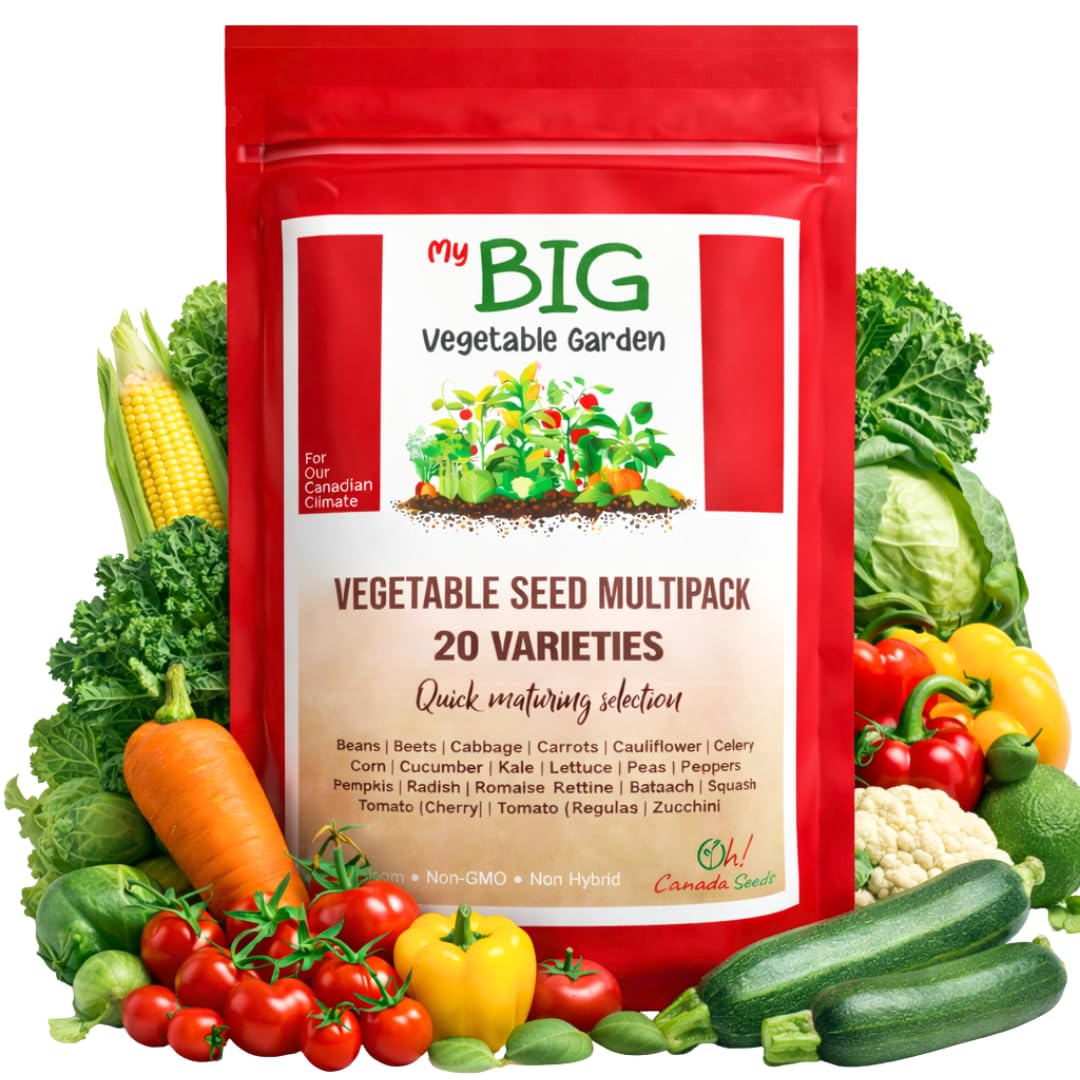 Heirloom Seeds Canada – 20 Vegetable Seeds for Planting Canada – Premium Garden Seeds by Oh Canada Seeds – Ideal for Short Growing Season, Survival Food, Graines Légumes Jardin