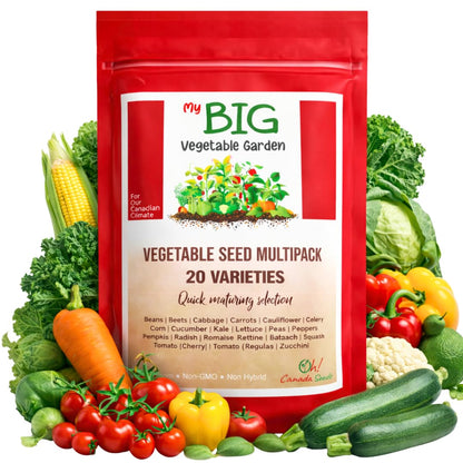 Heirloom Seeds Canada – 20 Vegetable Seeds for Planting Canada – Premium Garden Seeds by Oh Canada Seeds – Ideal for Short Growing Season, Survival Food, Graines Légumes Jardin