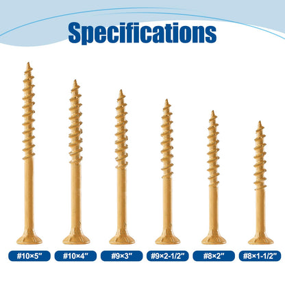 ANCHOREASE Wood Screws #8×2", 300 Pcs, Deck Screws, Rust Resistant, Exterior Epoxy Coated, Outdoor Decking Screws, Torx/Star Drive Head Deck Screw, 2 Pcs T25 Star Bit Included, Tan