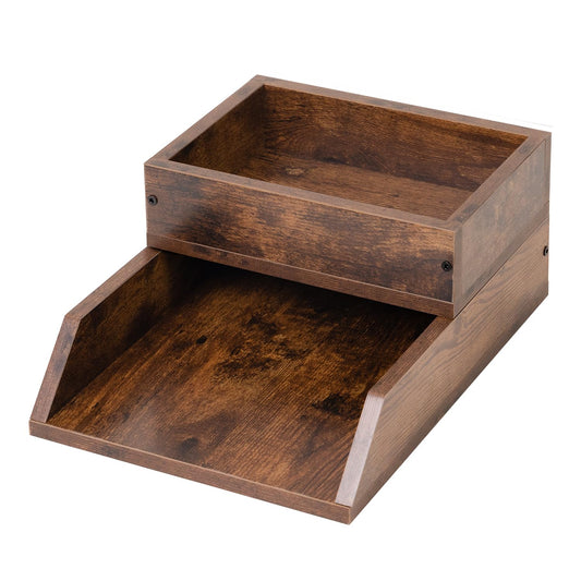 ZBBCTUS Letter Tray Desk Organizer, Wooden Paper Tray for Office, Vintage Brown Mail Organizer Desk Storage, Organisateur de Bureau