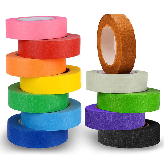 Anterat Colored Masking Tape Colorful Painters Craft Tape for Art Supplies DIY Decorative Labeling and Color-Coding (12 Color, 22 Yards x 1 Inch)