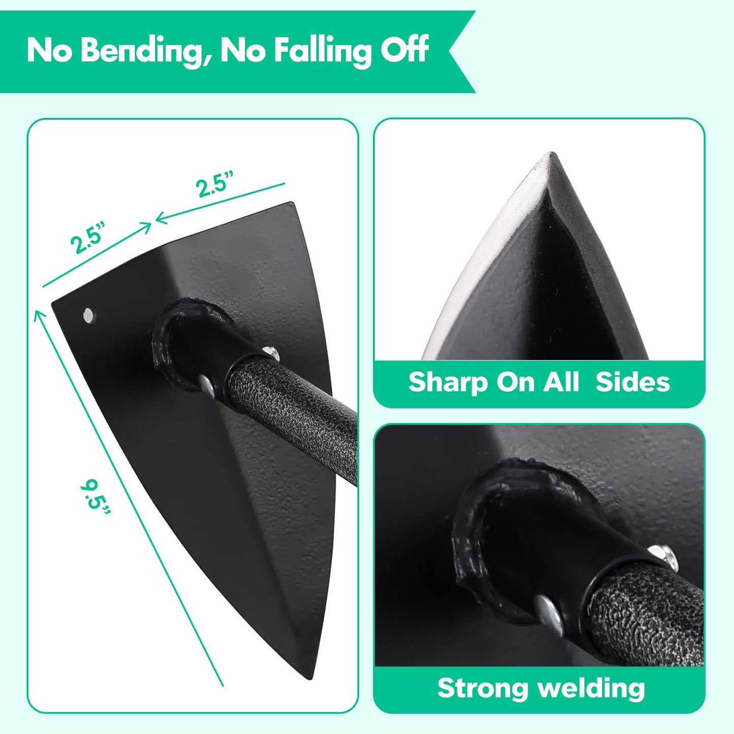 Garden Hoe Tool,Triangle Gardening Hoe with Sharp Blade for Digging,Weeding,Cutting and Loosing Soil,60 Inch Adjustable Length Metal Handle