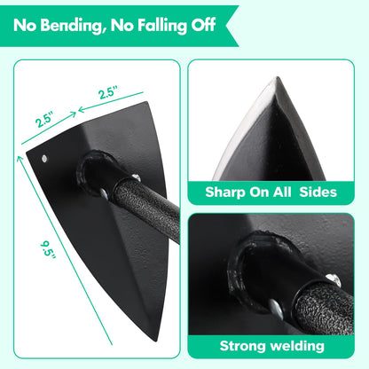 Garden Hoe Tool,Triangle Gardening Hoe with Sharp Blade for Digging,Weeding,Cutting and Loosing Soil,60 Inch Adjustable Length Metal Handle