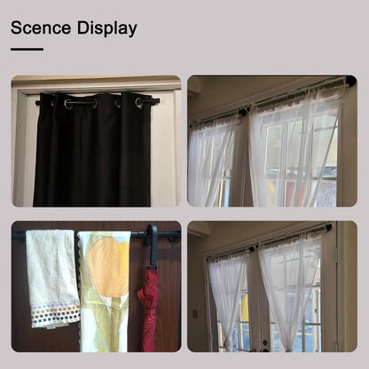 Sumlache Magnetic Curtain Rod for Metal Doors-Adjustable Cafe Magnetic Rod For Bathroom-curtain with Magnetic Holders to Hanging Curtain, towel, clothes ((16 to 25 inch*2 Black))
