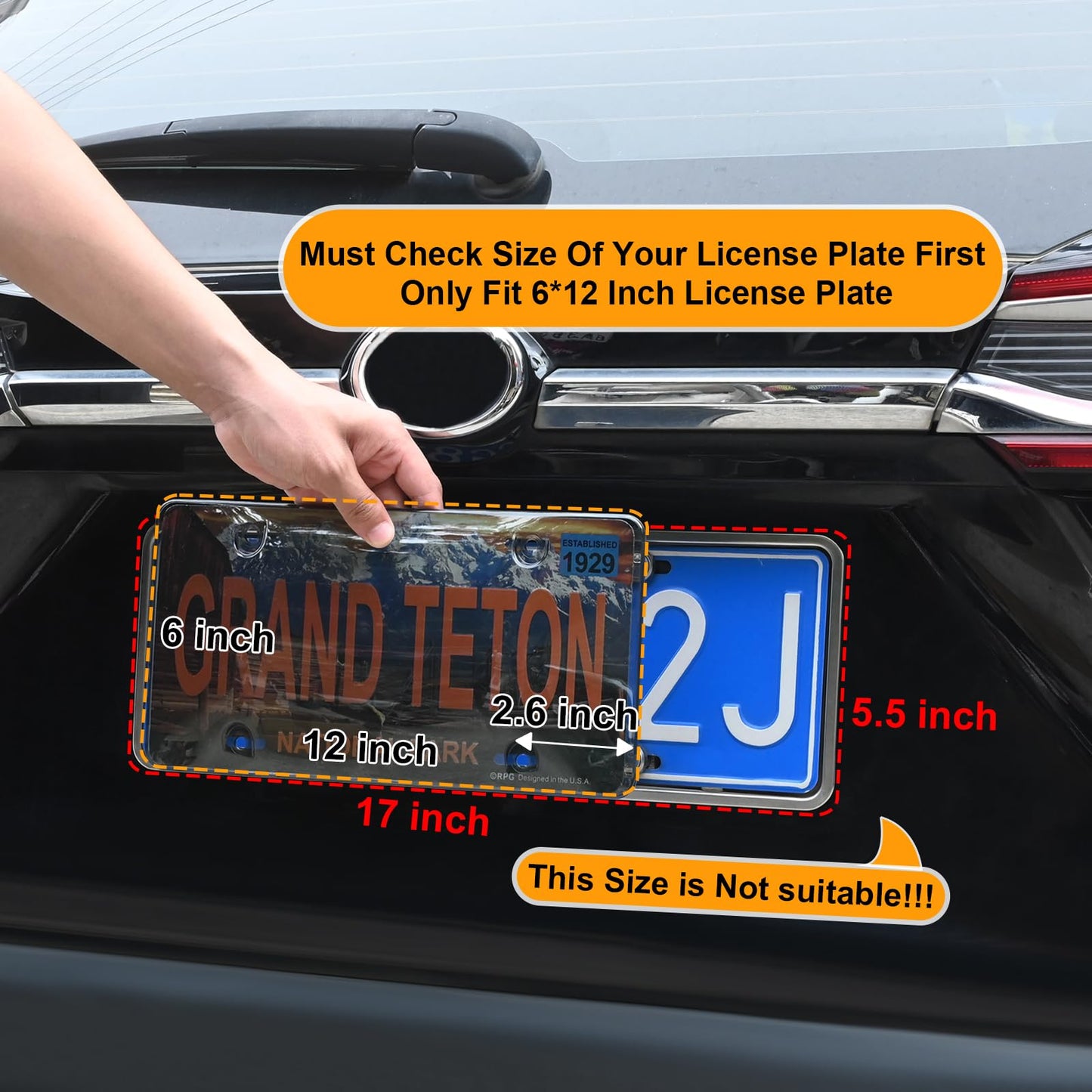 License Plate Frame Cover,Curved Surface Design,2pack- License Plate Protector.Fits Standard 6x12Inches License Plates,Protect Your Front & Back License Plate Frame (Gray)