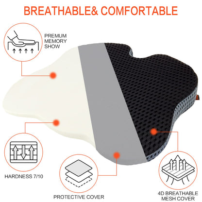 Car Seat Cushion, Memory Foam Seat Cushion, Car Seat Pad, Memory Foam Driver Seat Cushion to Improve Driving View, Seat Cushion Pillow for Car and Office Chair, Black