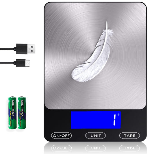 Food Scale -33lb Digital Kitchen Scale for Food Ounces Grams Rechargeable 304 Stainless Steel,Batteries and Type-C Charging | Perfect for Meal Prep, Cooking, and Baking, Blue