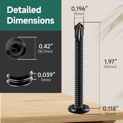 EASTPUK 100Pcs 10 x 2 Sheet Metal Screws, Stainless Steel Flat Head Socket Cap Self Drilling Screw, Allen Socket Drive Black Oxide, Self Tapping Screws with Drill Bit