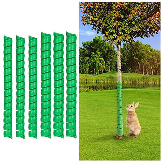 Plastic Spiral-Type Tree Guard, Granmagazz 6 PCS Tree Trunk Protector, Tree Bark Protector Tube Wraps to Protect Saplings Plants from Deer Rabbit Rodents Mowers, 2 Size (Green)
