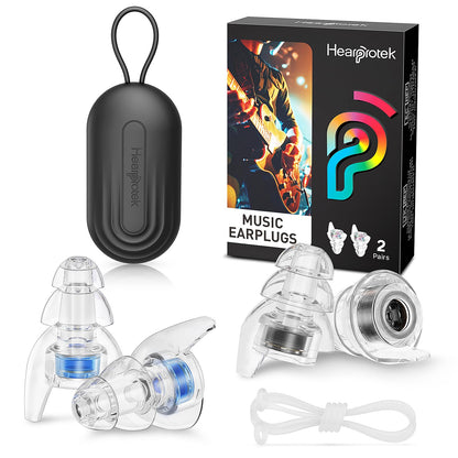 Hearprotek 2 Pairs High Fidelity Concert Ear Plugs, Silicone Reusable Noise Reduction Musicians Earplugs,Hearing Protection for Loud Music,Concerts,Rave,Festival,DJ’s,Nightclub,Party (23dB & 26dB)