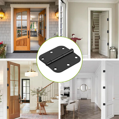6 Pack Black Door Hinges 3 Inch Interior Door Hinges Matte Black Hinges for Doors 5/8 Radius Bedroom Indoor/Interal Door Hardware 3 Inch Black Door Hinge