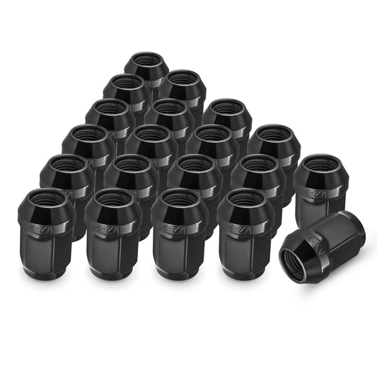 EVIL ENERGY 1/2-20 Wheel Black Lug Nuts Set 20pcs for Ford F150 Explorer Edge Mustangs, 3/4" 19mm Hex Closed End Bulge Acorn, Cold-Forged Carbon Steel for OEM Wheels