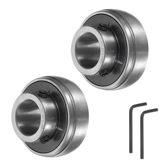 uxcell 2pcs UC204-12 Pillow Block Bearings 3/4" Bore Bearing Units Chrome Steel (GCR15) Flange Mounted Bearing Housing with Wrench