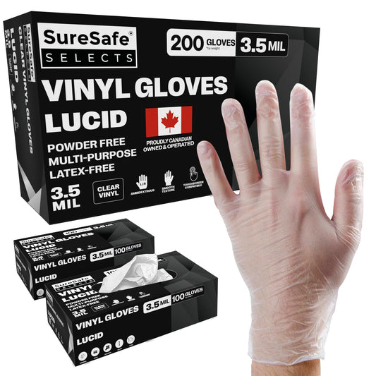 [200 Pack] SURESAFE 3.5 Mil Clear Vinyl Gloves Medium, Powder & Latex Free, Smooth & Comfortable, Gloves For Food Prep, Cooking, Gardening, Painter, Disposable