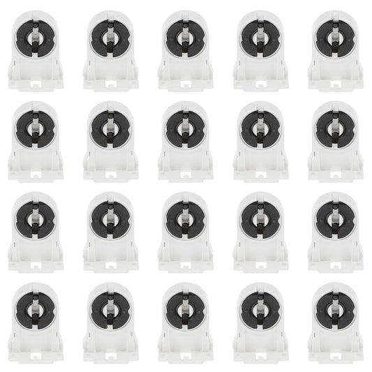 PATIKIL T8 Lamp Holder, 50pcs Non-shunted Tombstone Light Socket G13 Base for LED Integrated Fluorescent Tube Replacements, White Black