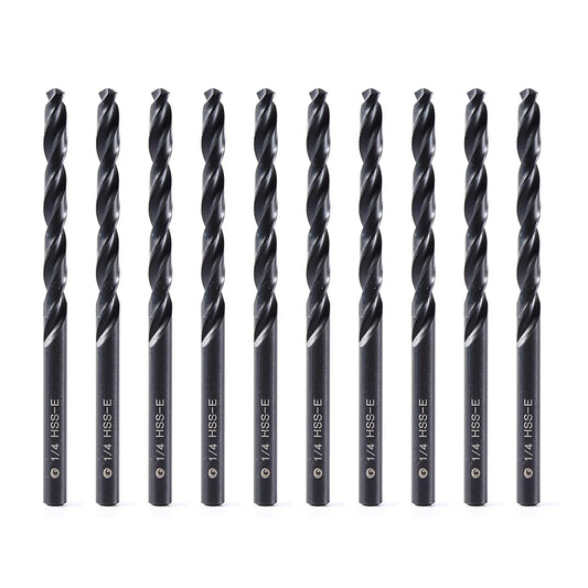 DelitonGude 1/4 inch HSS M35 Cobalt Twist Drill Bits,High Speed Steel,Pack of 10,Suitable for Steels,Cast Iron,Stainless Steels and Other Hard Metals(1/4inch-CAD)