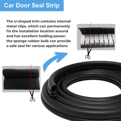 Storystore Automotive Door Weather Stripping 20FT Car Door Rubber Seal Strip with Side Bulb for Cars, Boats, RVs, Trucks, and Home Applications, Car Rubber Edge Trim (6m)