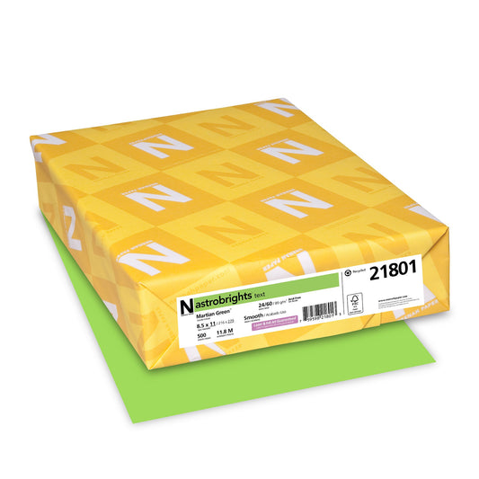 Neenah Astrobrights Premium Color Paper, 24-Pound, 8.5 x 11-Inch, 500 Sheets, Martian Green