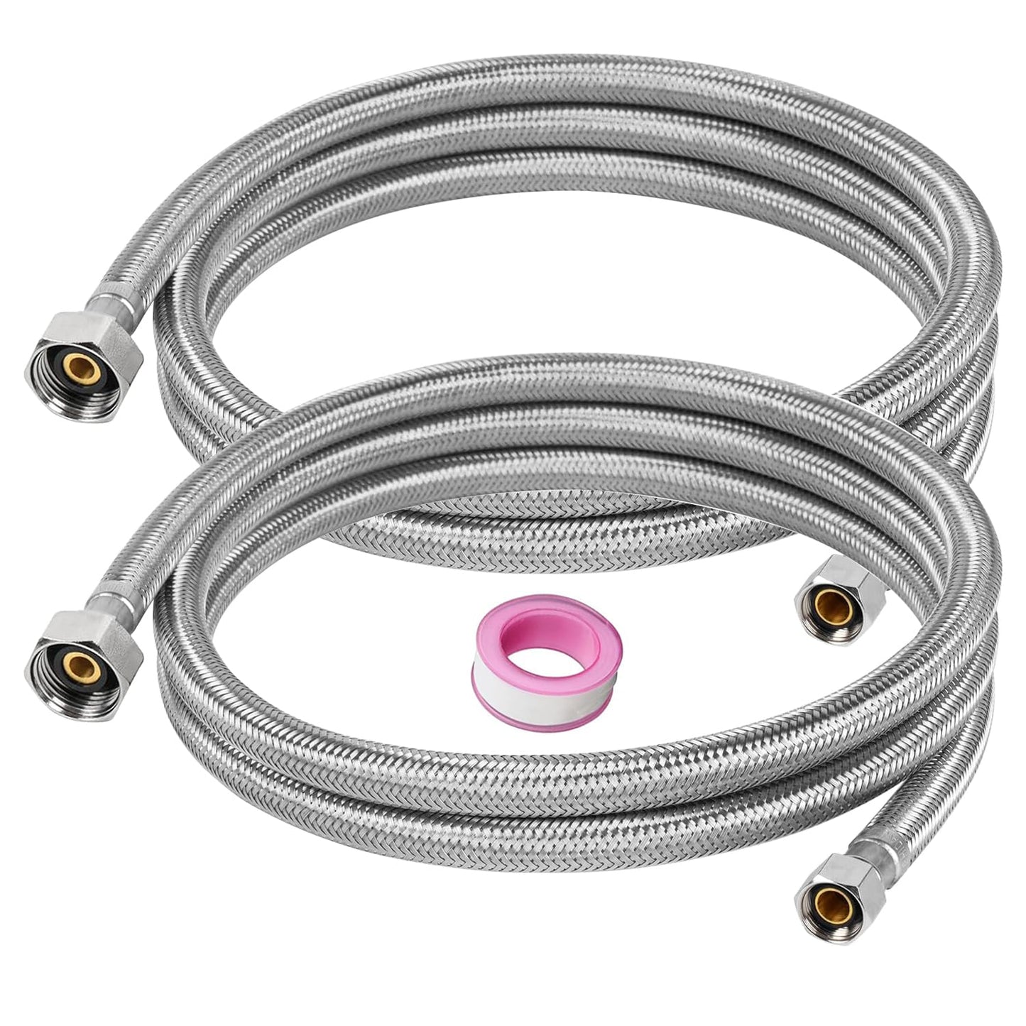 60" Faucet Supply Line,3/8" Comp x 1/2" FIP Flexible Faucet Connector,Stainless Steel Braided Supply Line for Long Distance Use of Faucet Sink, Water Heater, Angle Valve（Plumbers Tape Include
