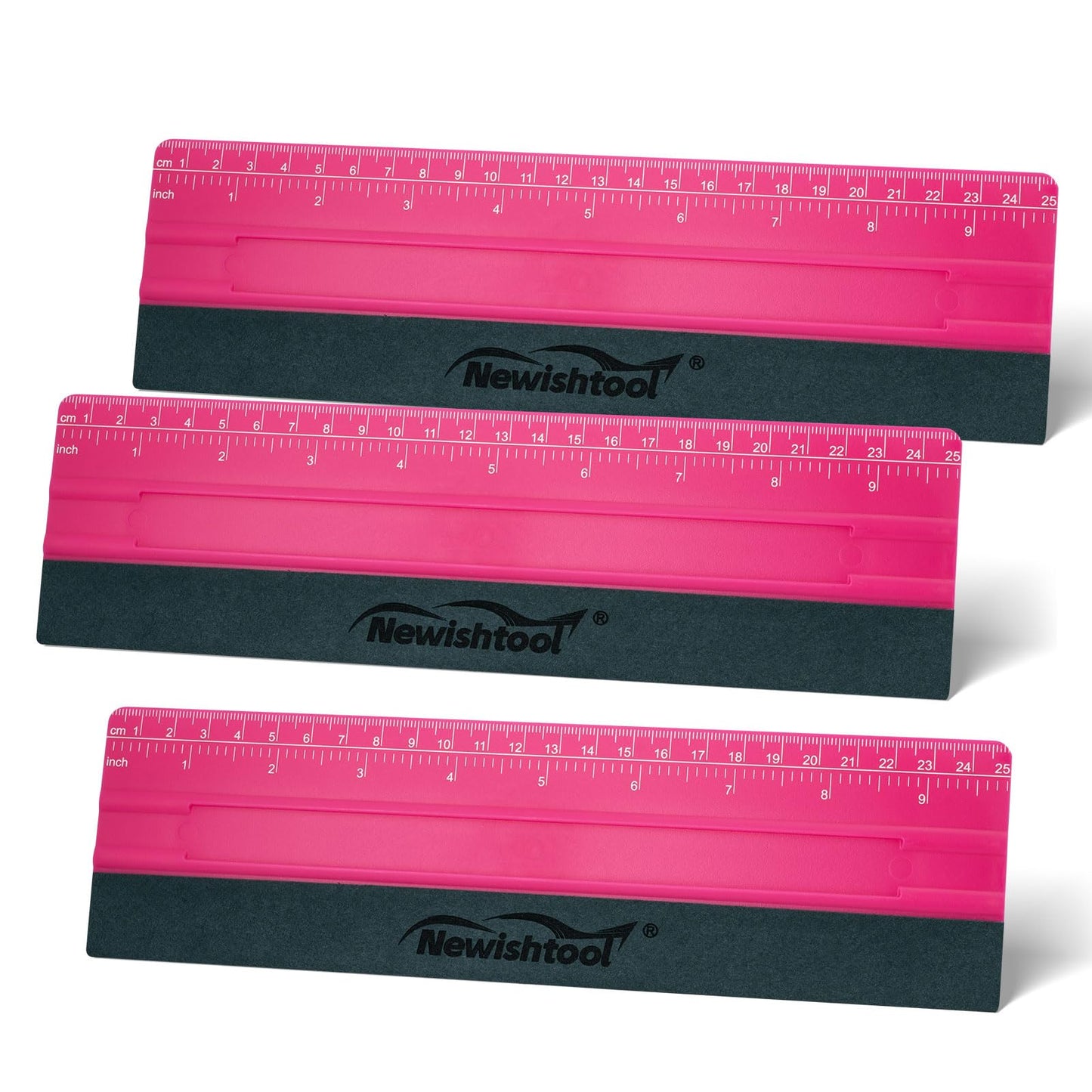 NEWISHTOOL Vinyl Wrap Squeegee for Vinyl, Big Size Wallpaper Smoothing Squeegee, 3 Pack 25CM Decals Squeegee with Ruler & Micro Suede Felt Edge for Sign Making Graphic Window Tint Film Application
