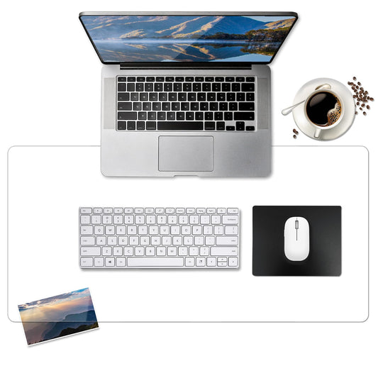 BLESWIN Clear Desk Mat, Transparent Writing Desk Mat, Durable Waterproof Multi-Functional Table Protector with Non-Slip Adhesive, 16.93 x 35.43 Inches, Suitable for Home and Office