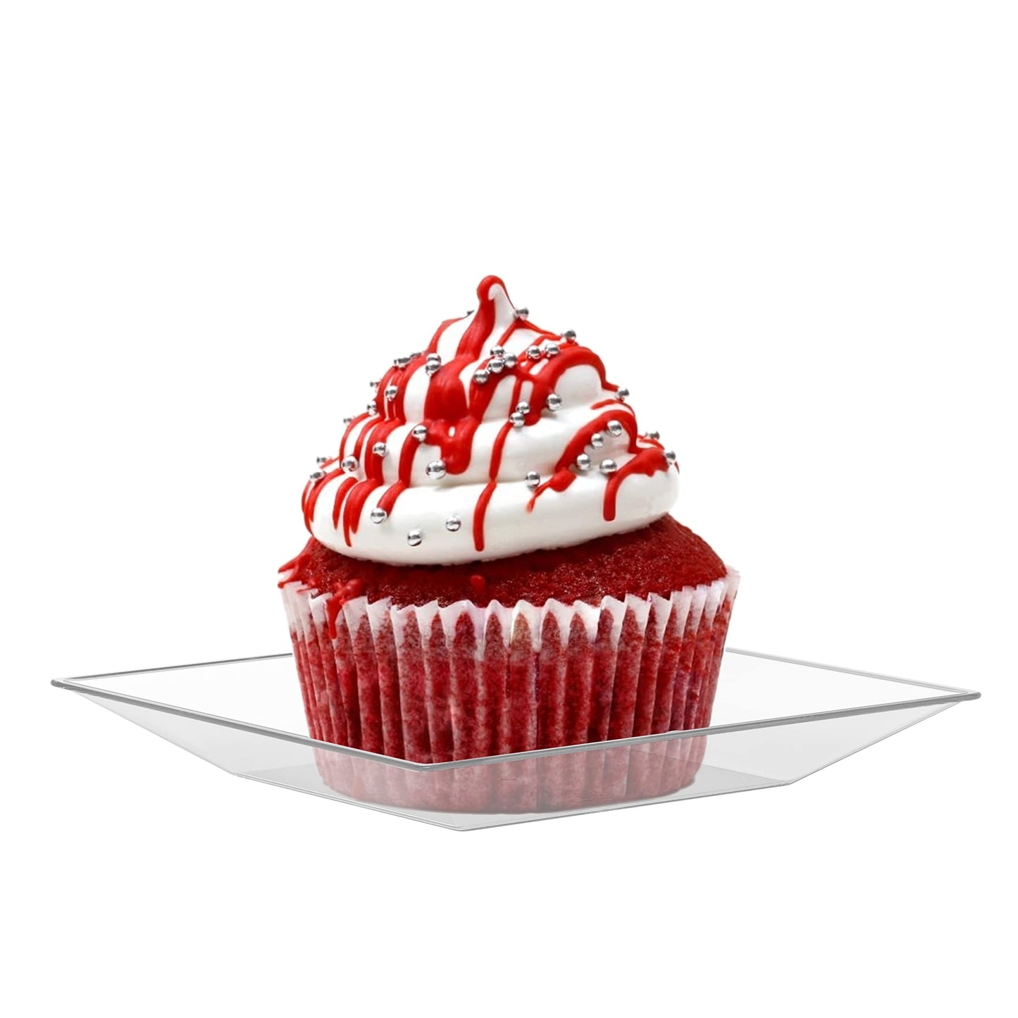 Mini Disposable Appetizer Plates - 100 Pack 2.95 in. x 2.95 in. Crystal Clear Plastic Dessert Plates - Elegant Design for Weddings, Birthdays, and Formal Parties - Stackable and Convenient - BPA Free