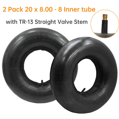 2 Packs 20x8.00-8 Inner Tube with Straight Valve Stem 20x10.00-8, 20x8.00-8 Replacement Tire Tube for Mower, Tractor, Golf Cart, ATVs (2)