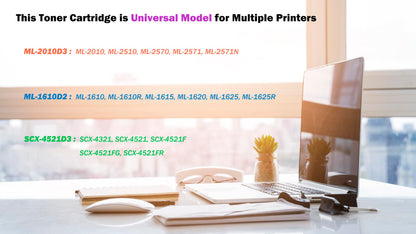 Ultra Toner® Compatible Replacement for Samsung ML-2010 ML-1610 Black Toner SCX-4521 ML1610 ML-1610R ML-1615 1620 1625 1625R ML2010 2510 2570 2571 2571N SCX-4321 SCX-4521 4521F 4521FG 4521FR (2 PK)