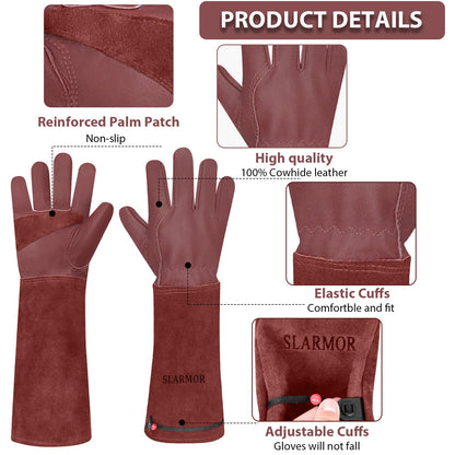 1 Pair Long Gardening-Gloves Women/Men-Thorn proof Rose Pruning Heavy Duty Gauntlet