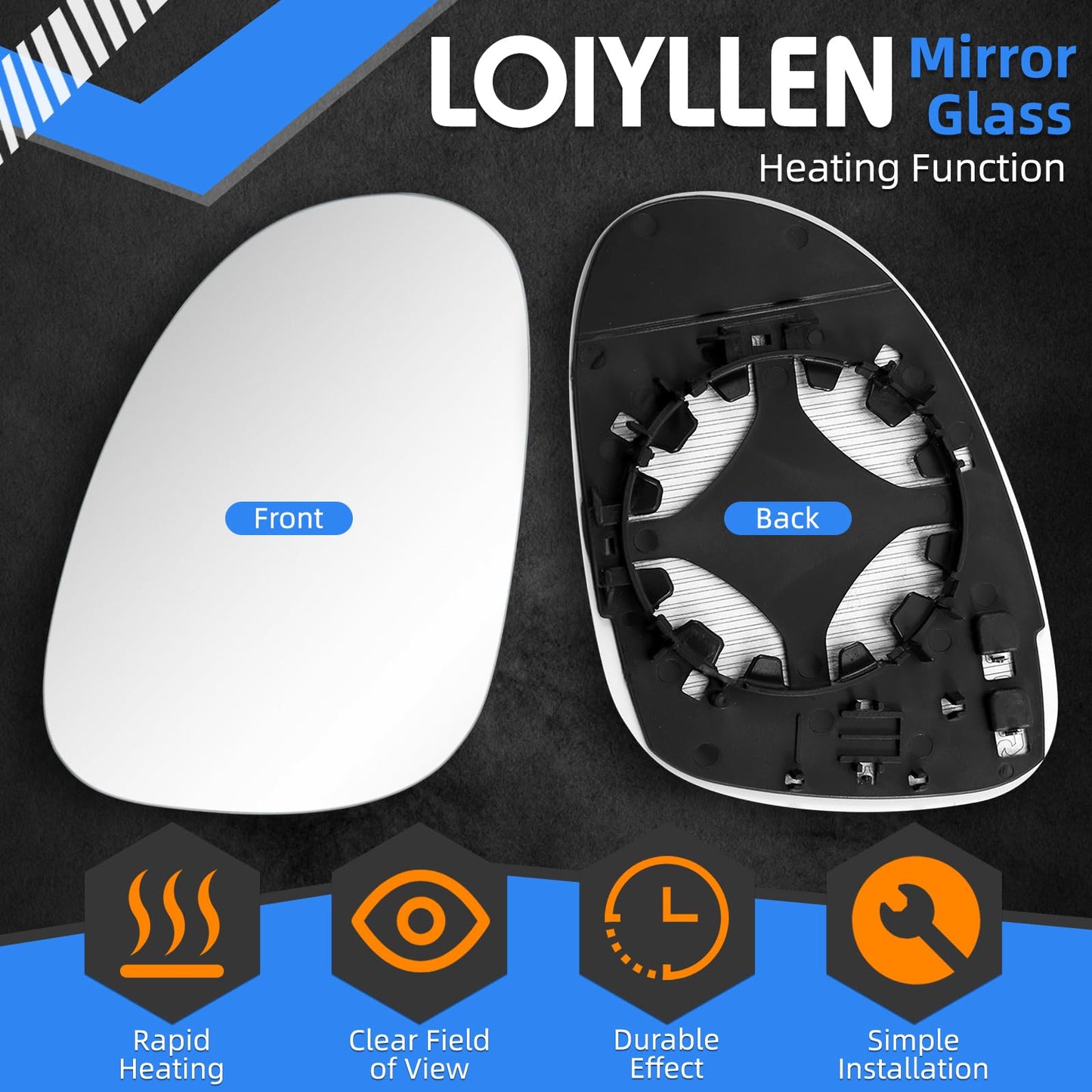 LOIYLLEN Passenger Side Mirror Replacement for Volkswagen VW 2006-2009 Golf GTI MK5 Golf Rabbit 2005-2010 Passat Jetta 2011-2014 Jetta Sportswagen 2007-2008 EOS 2008 R32 - Right Heated Mirrors Glass