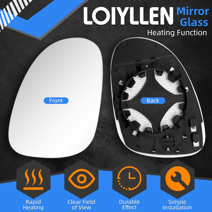 LOIYLLEN Passenger Side Mirror Replacement for Volkswagen VW 2006-2009 Golf GTI MK5 Golf Rabbit 2005-2010 Passat Jetta 2011-2014 Jetta Sportswagen 2007-2008 EOS 2008 R32 - Right Heated Mirrors Glass