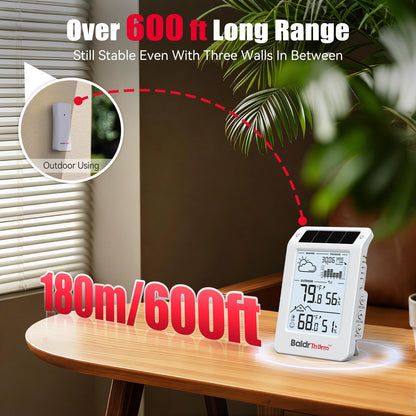 BaldrTherm Wireless Weather Station, Dual-Zone Indoor & Outdoor/Childroom Temp Humidity Monitor, Auto Smart Backlight,Temp/Humidity/Barometric Trend Visualization, White&White