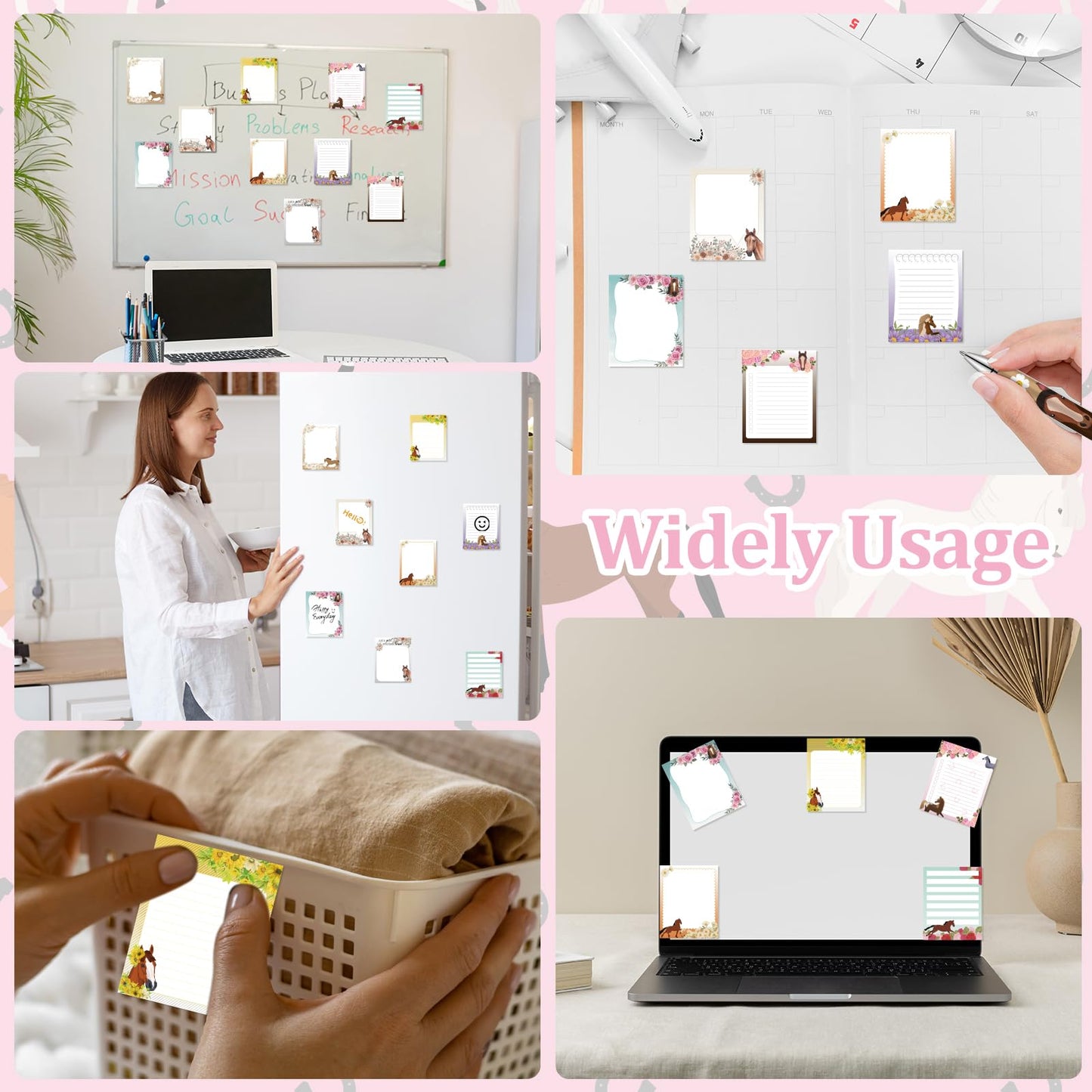 LIUBUJINGYING 24 PCS Horse Sticky Notes with Pen Cute Memo Notes Black Ink Ballpoint Pens Horse Lover Animal Lover Gifts,Teacher Appreciation Gifts Back to School Pens Small Bussiness Supplies
